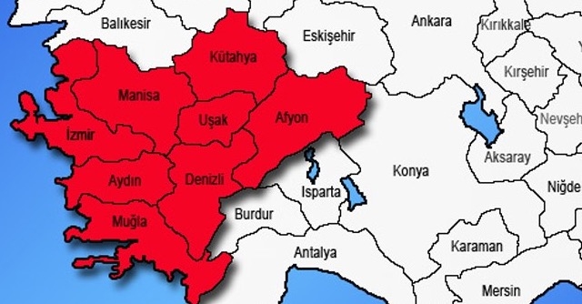 Ege Bölgesi haritası