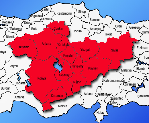 İç Anadolu Bölgesi haritası