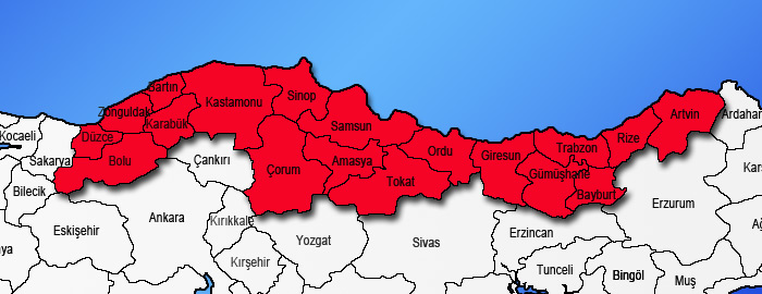Karadeniz Bölgesi haritası