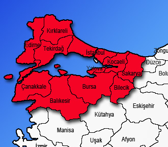 Marmara Bölgesi haritası